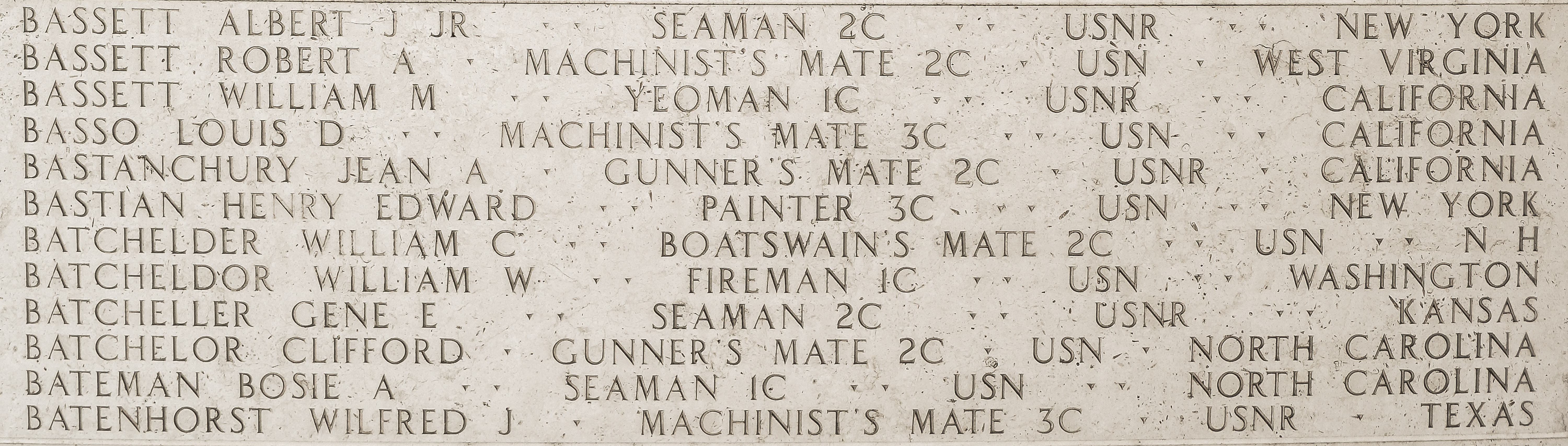 William W. Batcheldor, Fireman First Class